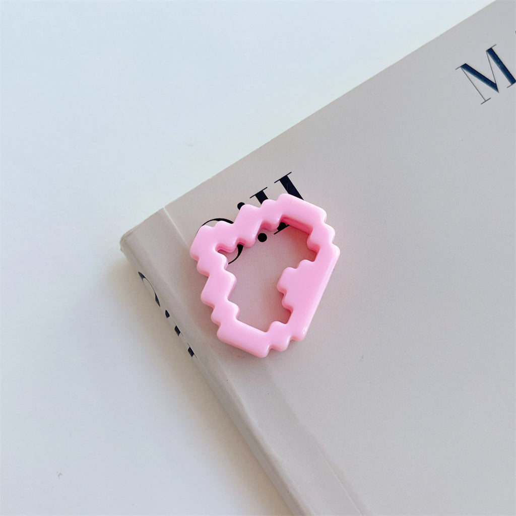 Colorful Pixel Heart Acrylic Beads – Painted Heart Frame Beads for DIY Phone Charms, Bracelets, Keychains & Jewelry Making