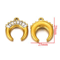 18K Gold-Plated Stainless Steel Zircon Crescent Moon Pendant 2pcs