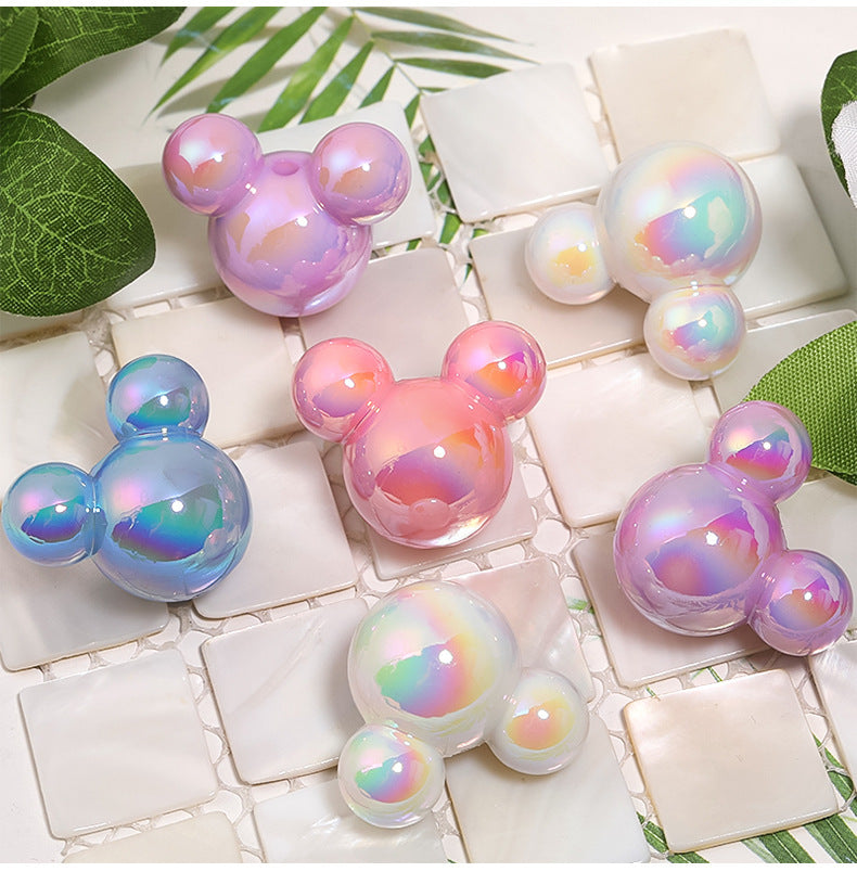 UV Electroplated Mouse Head Beads – Solid Color Acrylic Mouse-Shaped Vertical-Hole Beads for DIY Phone Charms, Bracelets & Jewelry Making