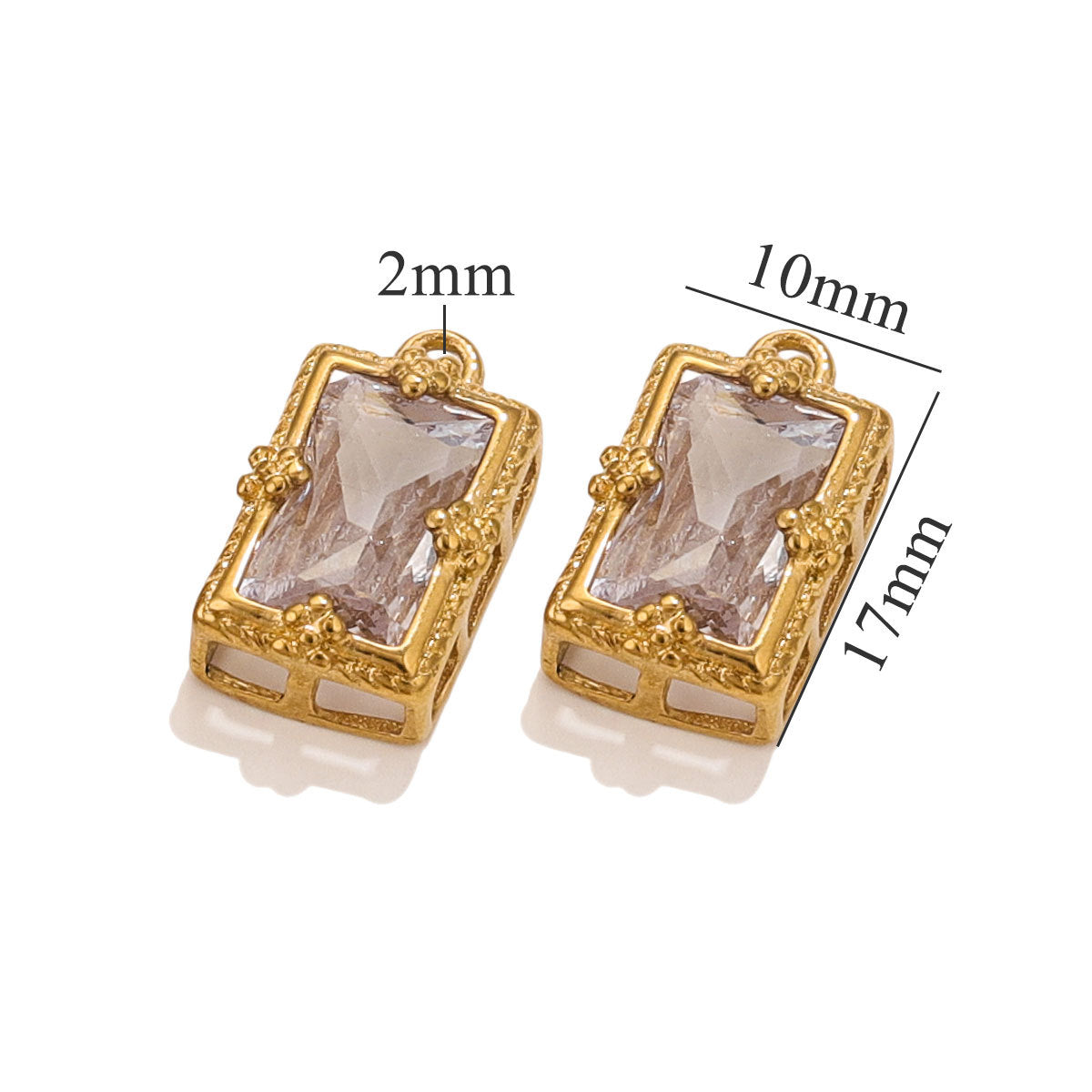 Stainless Steel Crystal Zircon Mini Pendant Charms