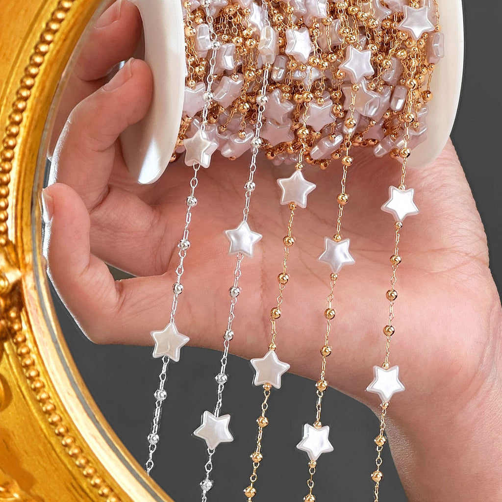 Star & Pearl Fringe Chain – 18 Meters