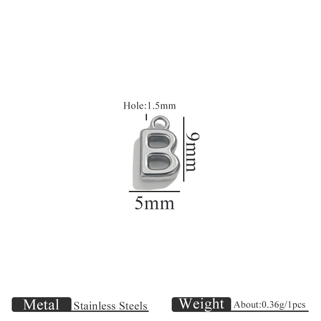 Mini A–Z Stainless Steel Round Letter Charms 10pcs