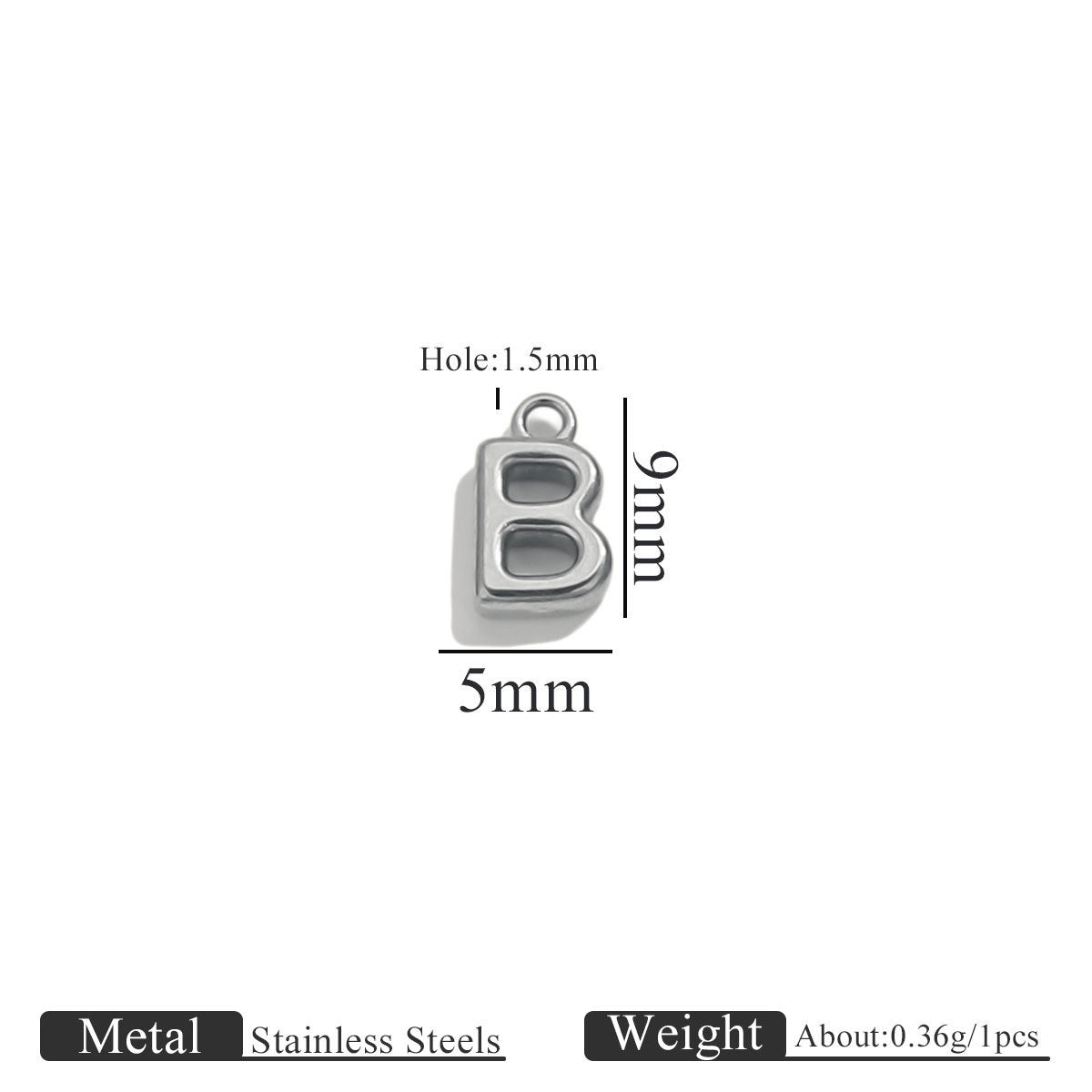 Mini A–Z Stainless Steel Round Letter Charms 10pcs
