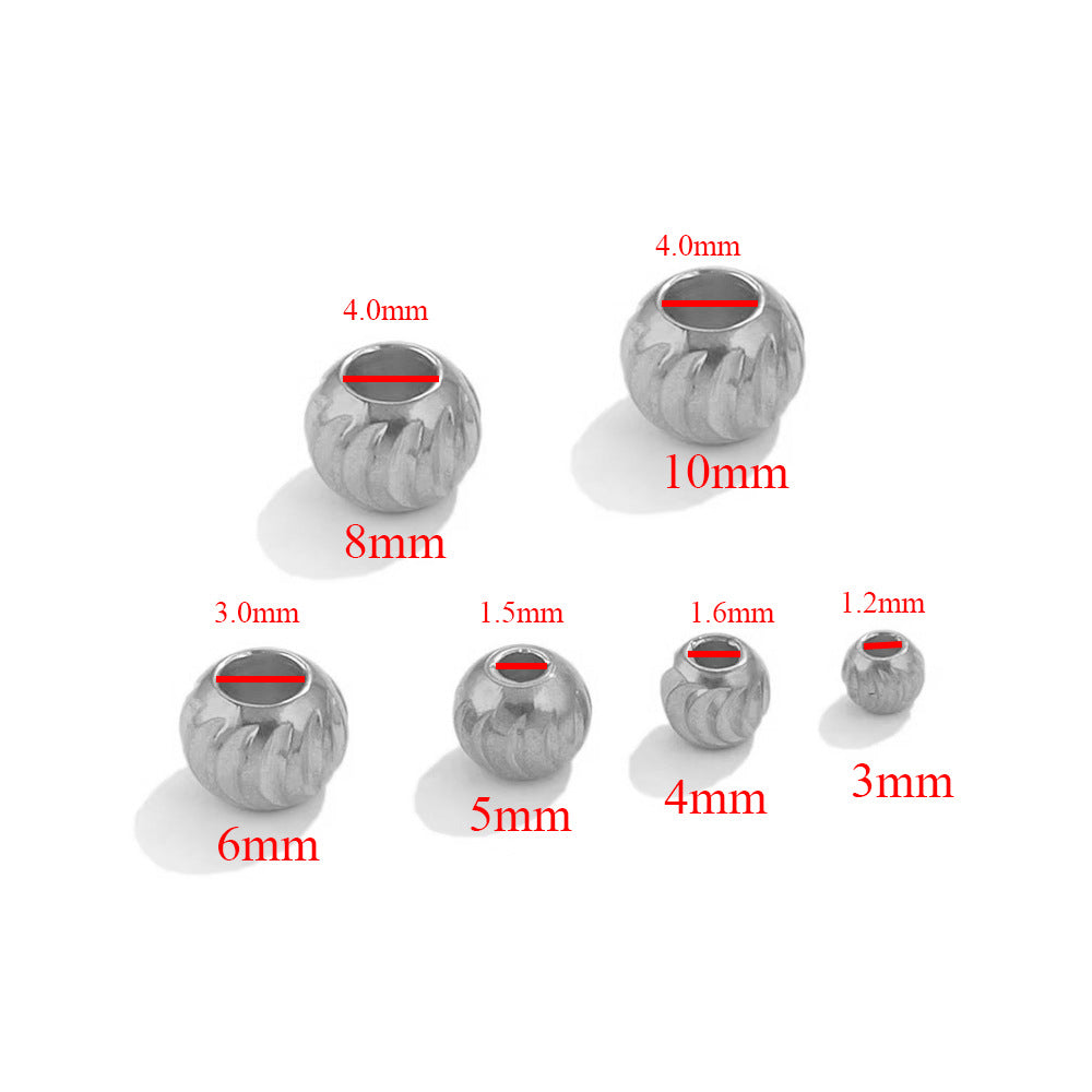 Solid Diamond-Cut Stainless Steel Round Beads