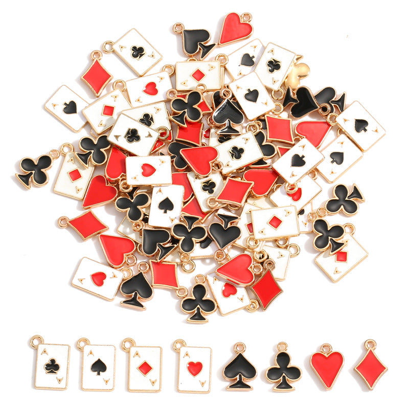 Playing Card Charms – Colorful Enamel-Style Alloy Card Pendants for DIY Bracelets, Necklaces, Keychains & Jewelry Making