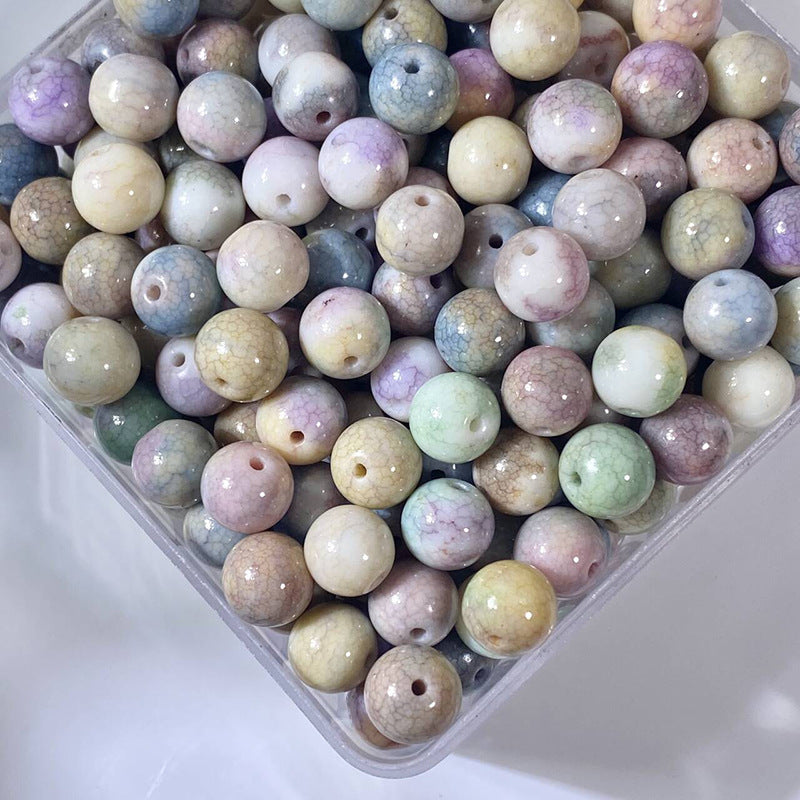 Glazed Porcelain Dragon Pattern Round Beads