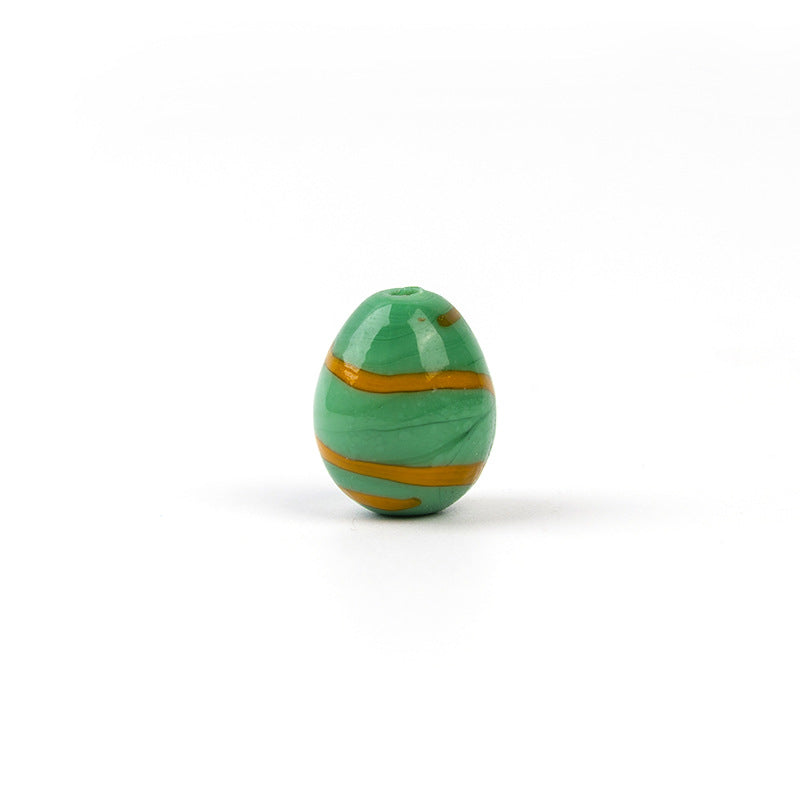 Colorful Dinosaur Egg Oval Glazed Beads