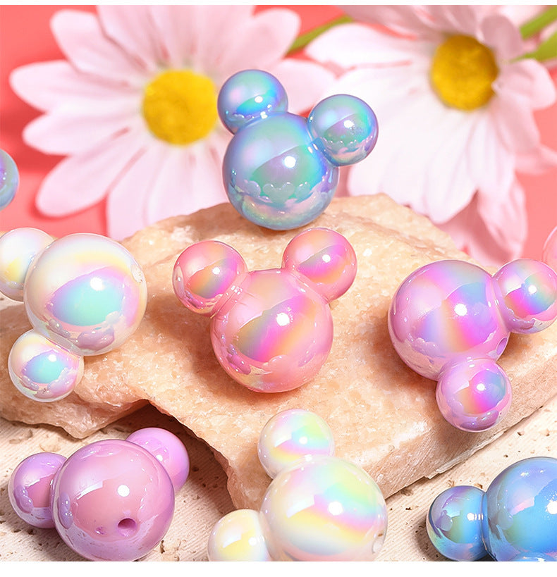 UV Electroplated Mouse Head Beads – Solid Color Acrylic Mouse-Shaped Vertical-Hole Beads for DIY Phone Charms, Bracelets & Jewelry Making