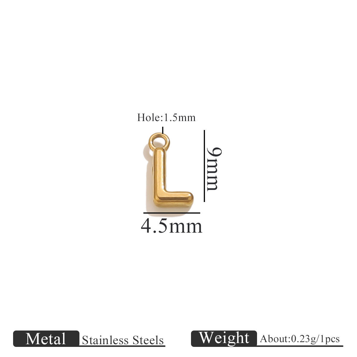 Mini A–Z Stainless Steel Round Letter Charms 10pcs