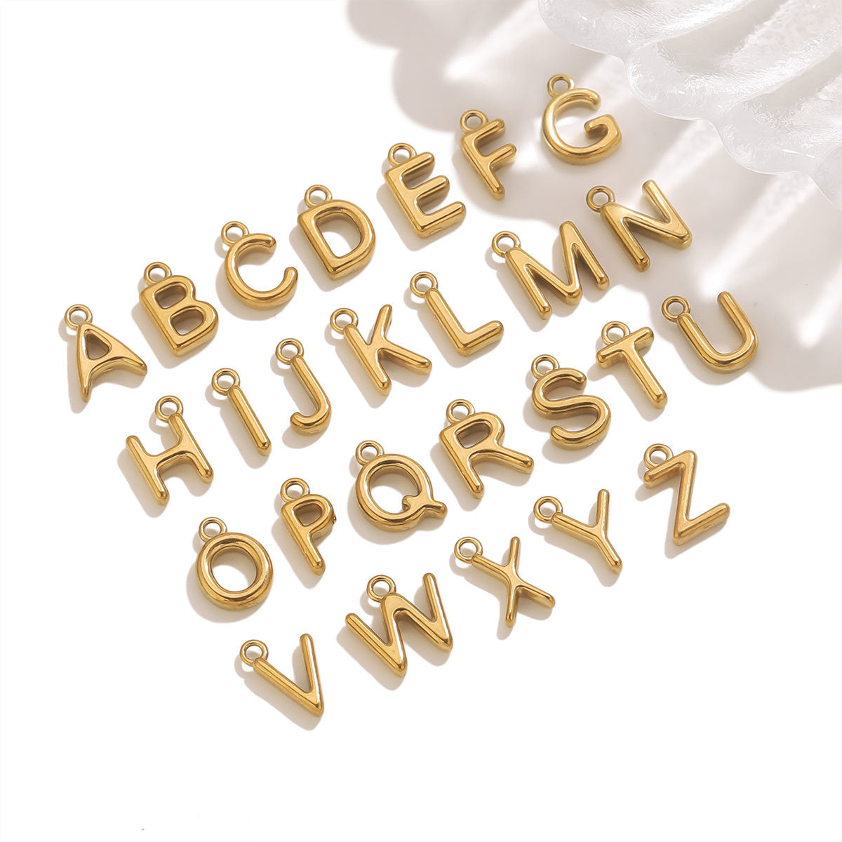 Mini A–Z Stainless Steel Round Letter Charms 10pcs