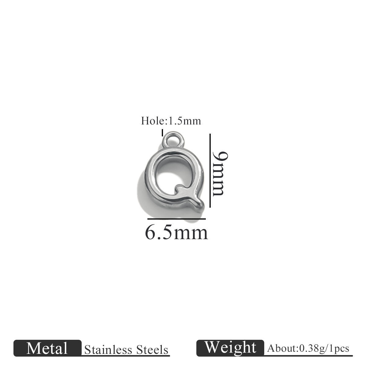 Mini A–Z Stainless Steel Round Letter Charms 10pcs