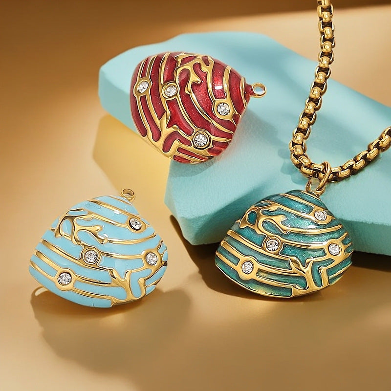 Gold Stainless Steel Shell Pendant Charms