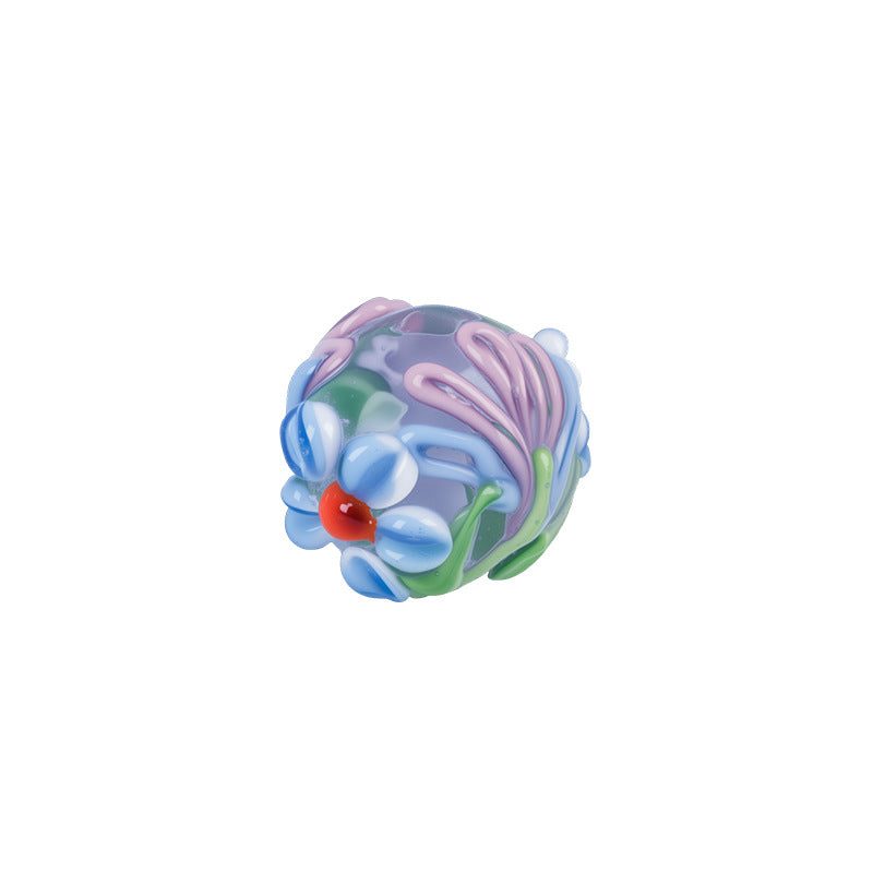3D Five-Petal Flower Lampwork Glass Beads