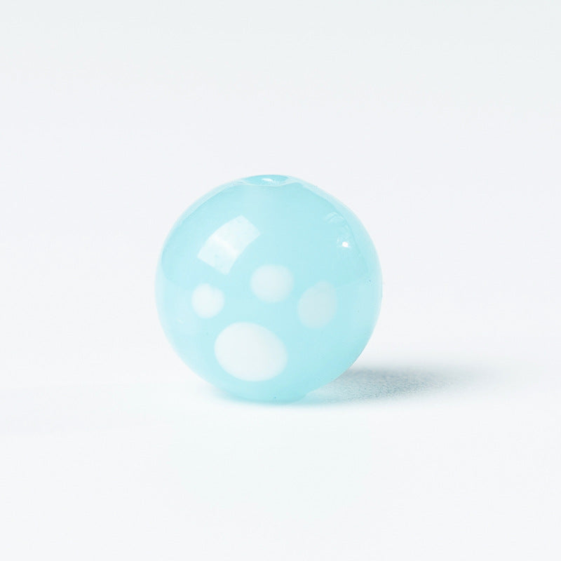 Cute Cat Paw Glass Beads with Straight Holes