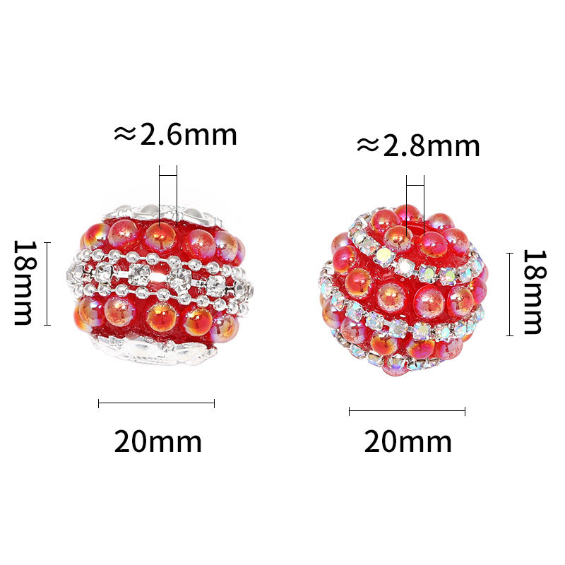 Pearl Rhinestone Ball Beads – Decorative Straight-Hole Pearl & Crystal-Style Beads for DIY Keychains, Phone Charms & Beadable Pens