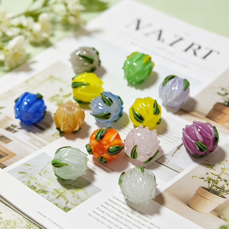 Tulip Flower Lampwork Beads