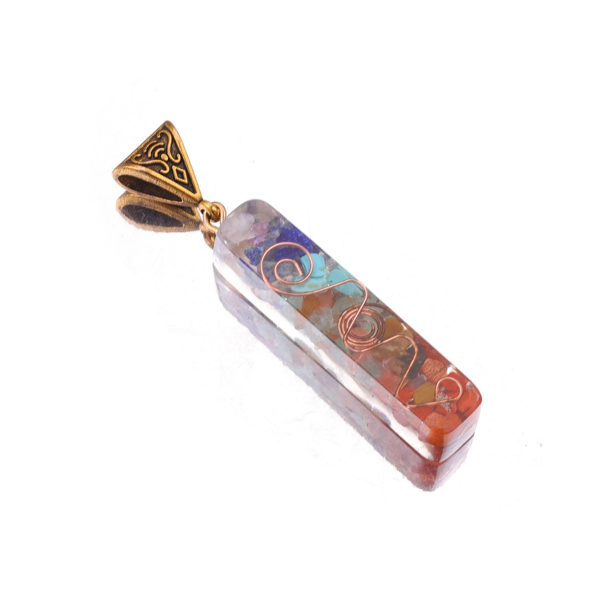 Colorful Natural Stone Chip Resin Pendant Charms