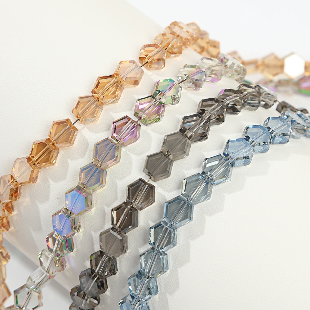 8mm Colorful Hexagonal Glazed Glass Beads – Faceted Geometric Beads for DIY Bracelets, Necklaces & Jewelry Making
