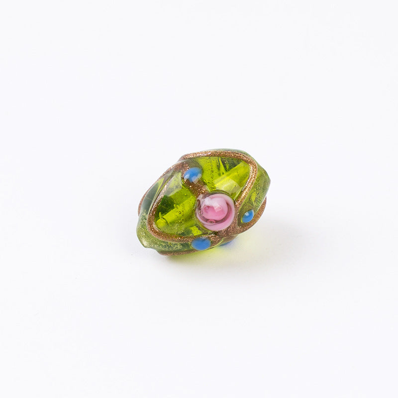 Gold Silk Rose Glazed Oval Beads