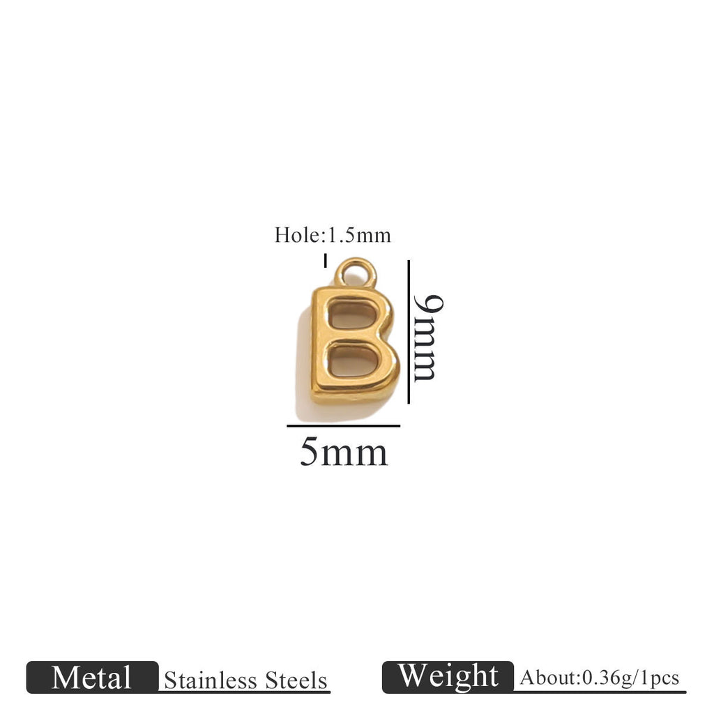 Mini A–Z Stainless Steel Round Letter Charms 10pcs