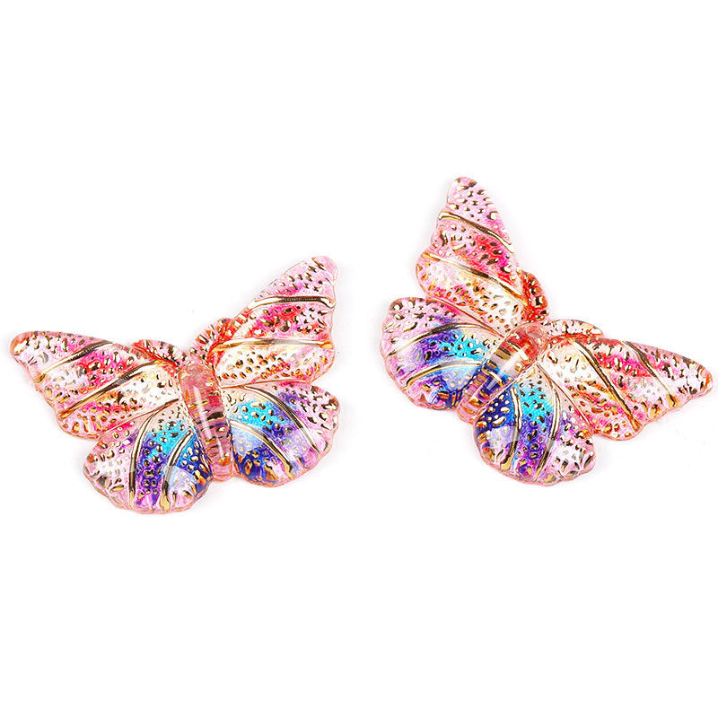 Colorful Acrylic Butterfly Beads – Gold Foil Butterfly Charms with Holes for DIY Jewelry, Hair Clips, Floral Arrangements & Crafts