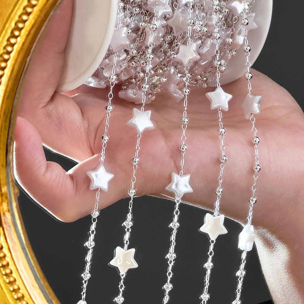 Star & Pearl Fringe Chain – 18 Meters