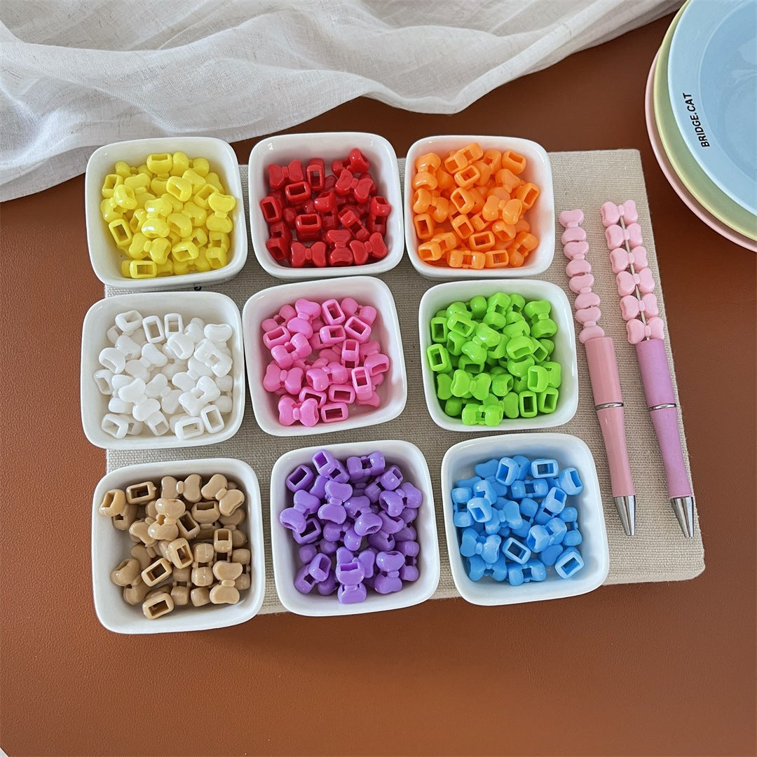 Solid Color Acrylic Bow Beads – Cute Four-Way Bow-Shaped Beads for DIY Phone Charms, Keychains & Jewelry Making