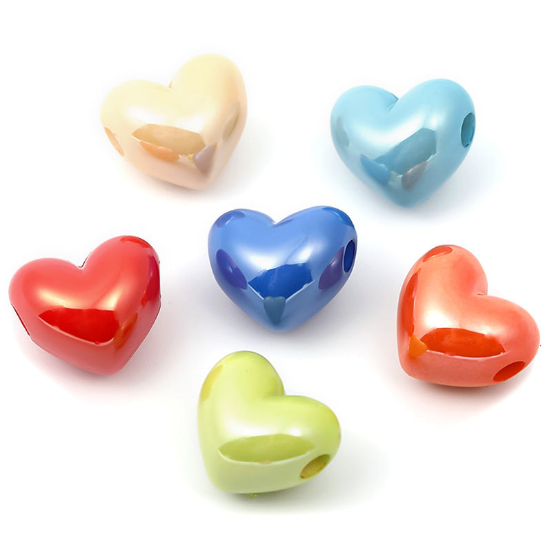 Bright Color Acrylic Heart Beads – Solid Color Side-Hole Love Beads for DIY Bracelets, Necklaces & Jewelry Making