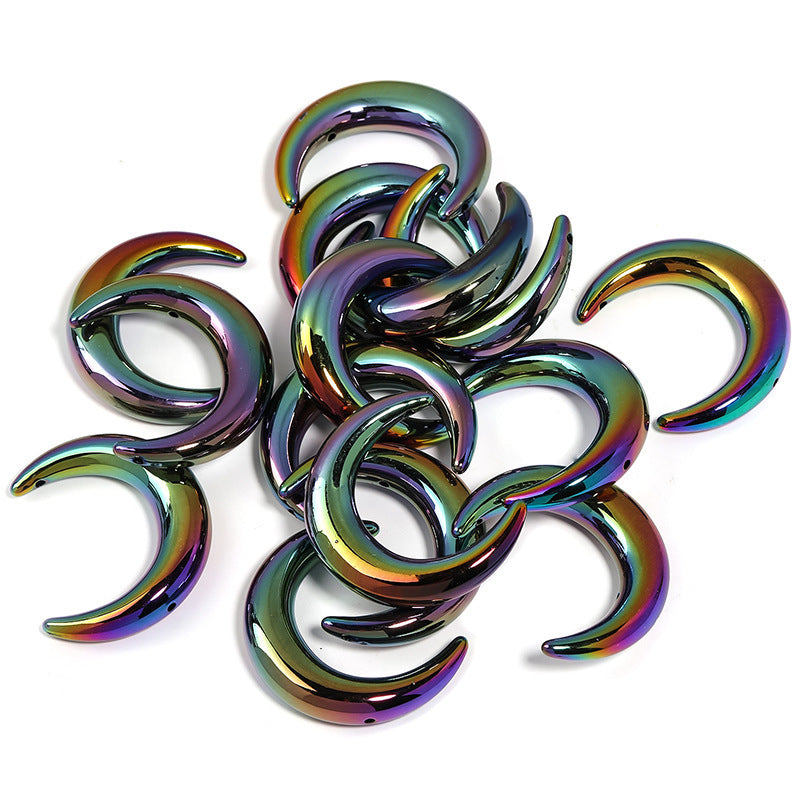 UV-Plated Acrylic Crescent Moon Beads