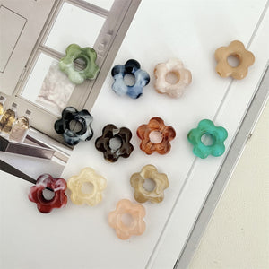 Two-Tone Macaron Acrylic Flower Beads – Hollow Five-Petal Glazed-Style Beads for DIY Phone Charms, Bracelets & Jewelry Making