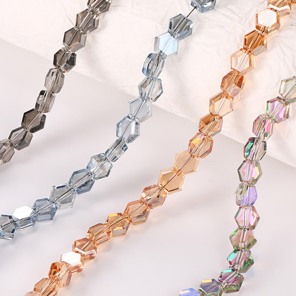 8mm Colorful Hexagonal Glazed Glass Beads – Faceted Geometric Beads for DIY Bracelets, Necklaces & Jewelry Making