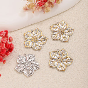 Vintage Five-Petal Flower Stainless Steel Pendant