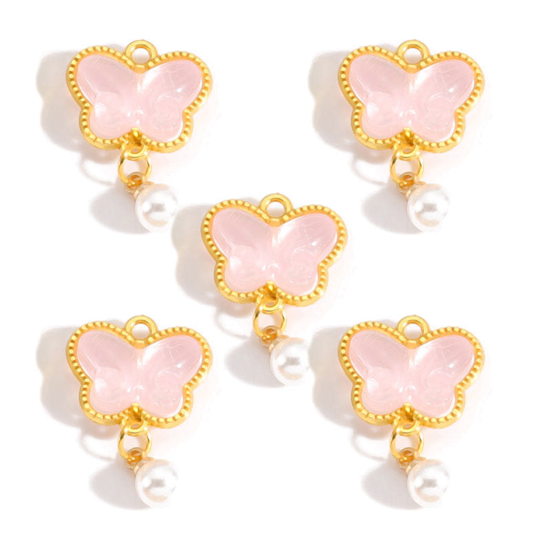 Pearl & Glass Butterfly Alloy Charms – Elegant Butterfly Pendants for DIY Bracelets, Earrings, Necklaces & Jewelry Making