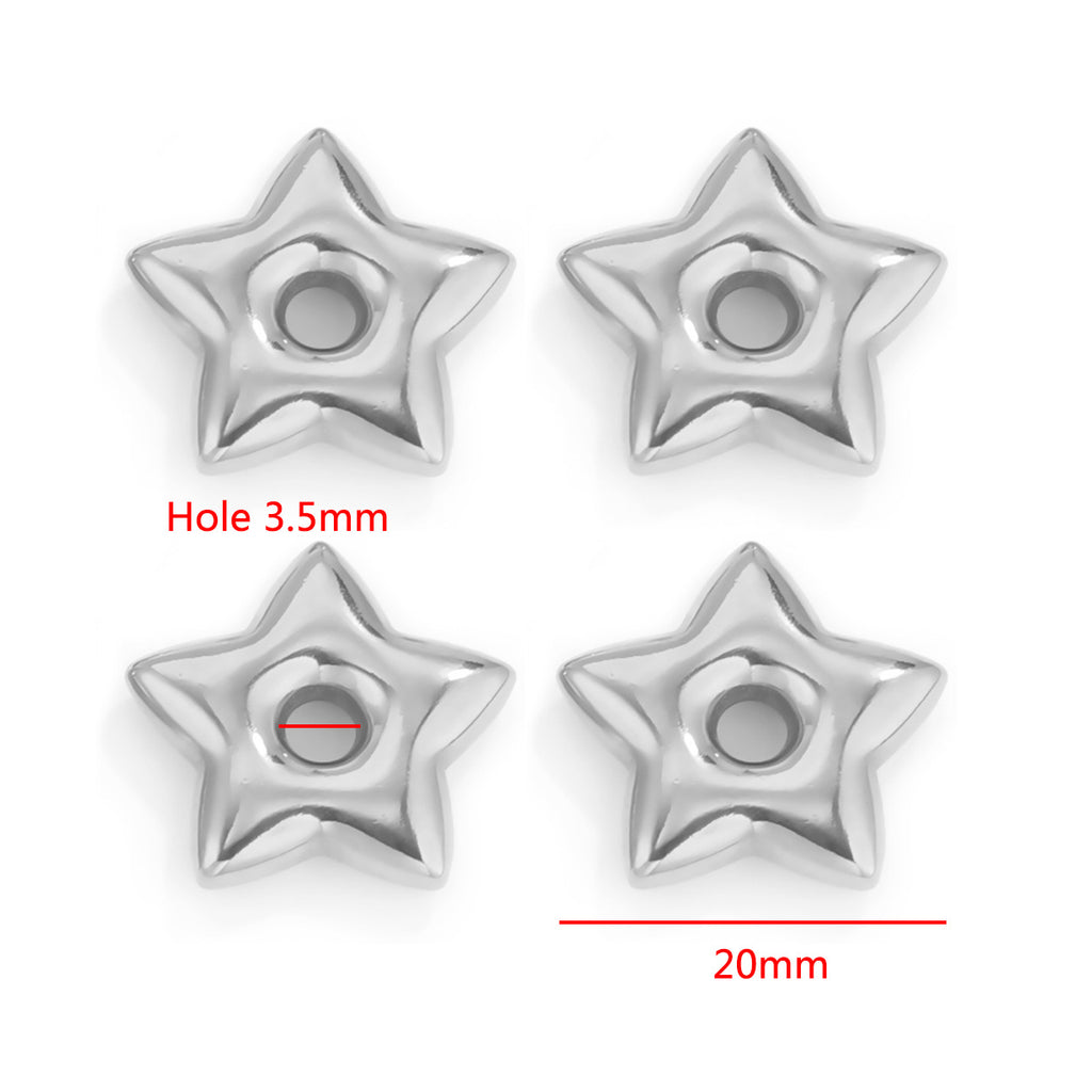 Stainless Steel Large-Hole Geometric Spacer Beads 5pcs
