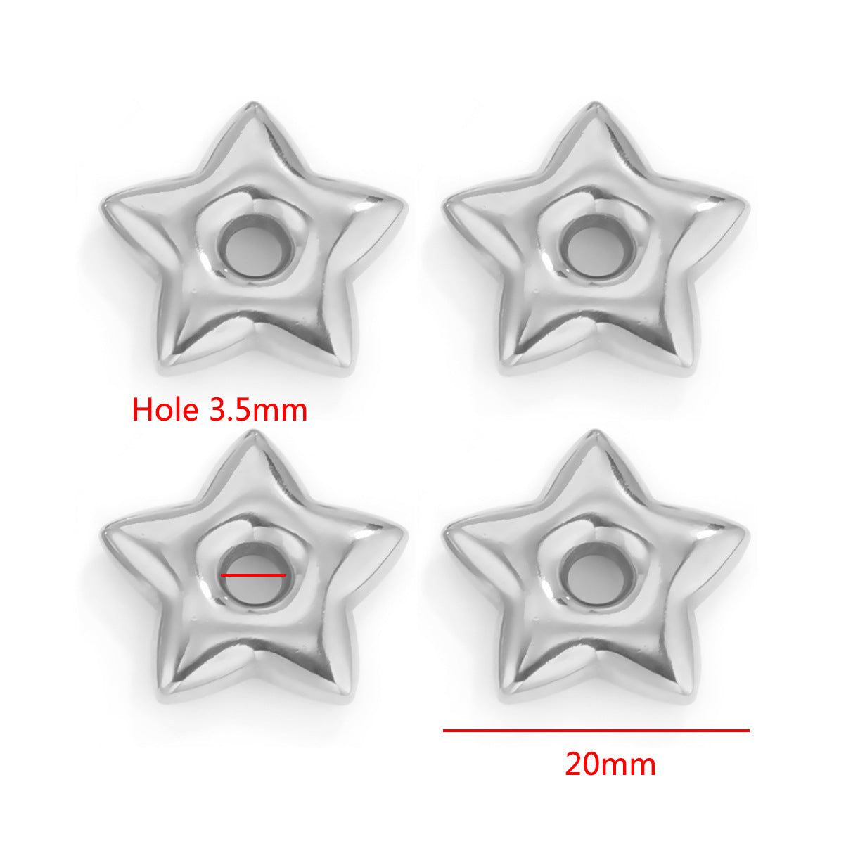 Stainless Steel Large-Hole Geometric Spacer Beads 5pcs
