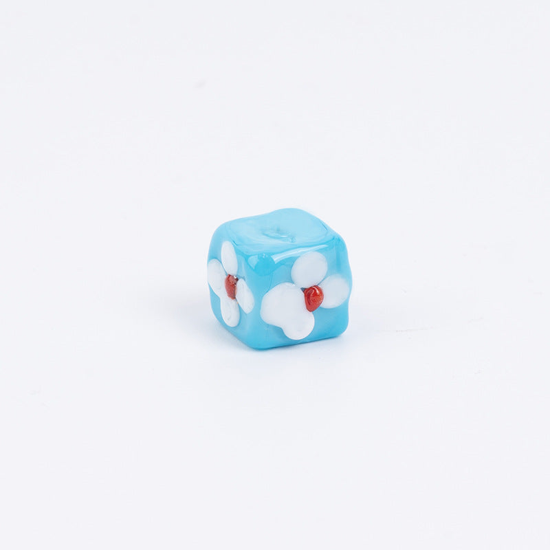 Colorful Square Flower Lampwork Beads