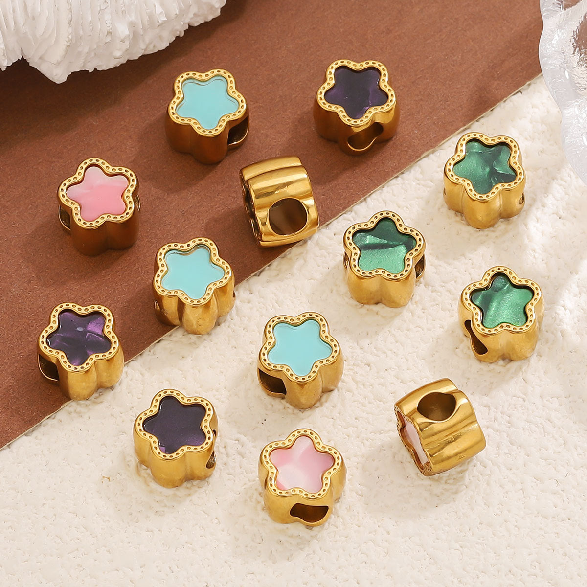 Stainless Steel Colorful Enamel Star Spacer Beads for DIY Jewelry 5pcs