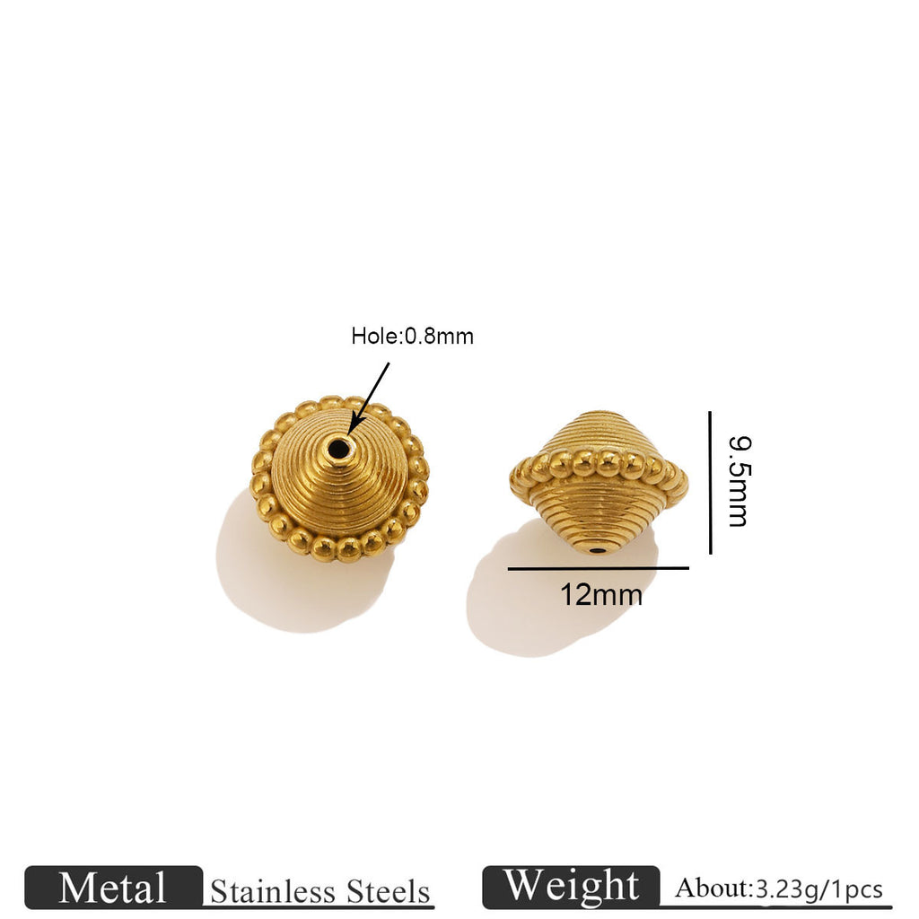 Ribbed Stainless Steel Spinning-Top Spacer Beads