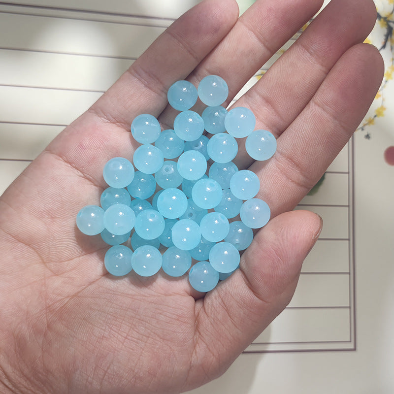 Jade-Style Glass Round Beads