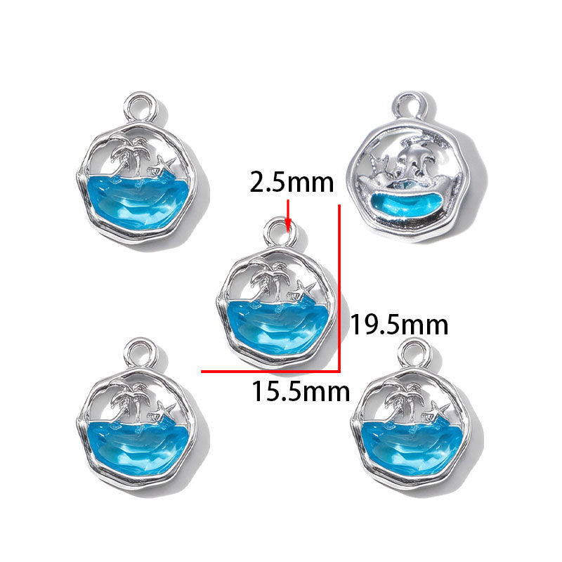 Blue Glass Inlay Jellyfish Charms – Ocean-Inspired Alloy Jellyfish Pendants for DIY Bracelets, Necklaces & Jewelry Making