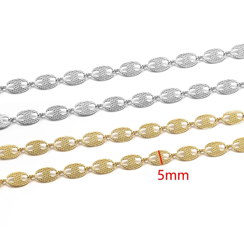 Stainless Steel Mariner-Link Chain by the Meter