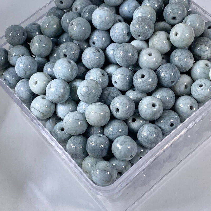 Glazed Porcelain Dragon Pattern Round Beads