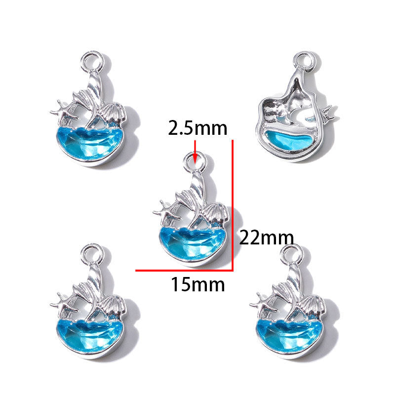 Blue Glass Inlay Jellyfish Charms – Ocean-Inspired Alloy Jellyfish Pendants for DIY Bracelets, Necklaces & Jewelry Making