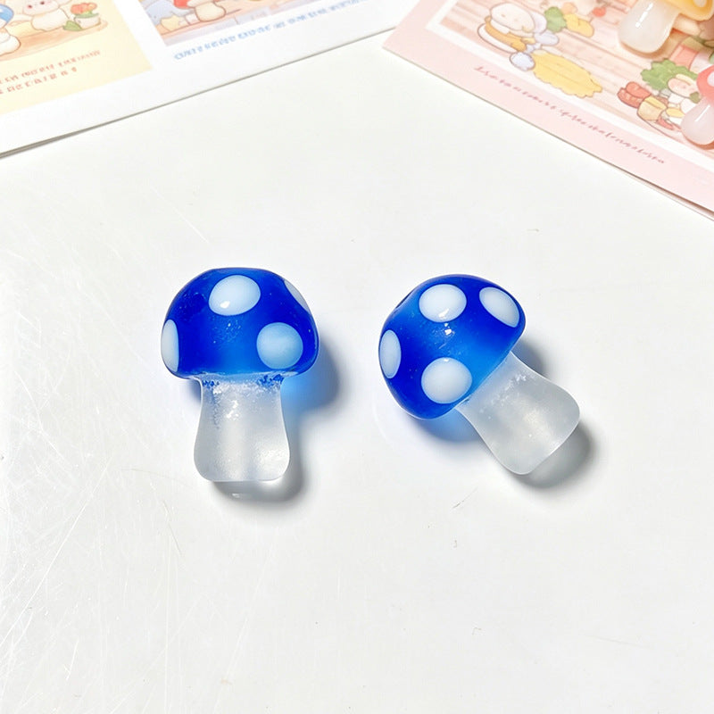 Colorful Frosted Mushroom Glazed Beads