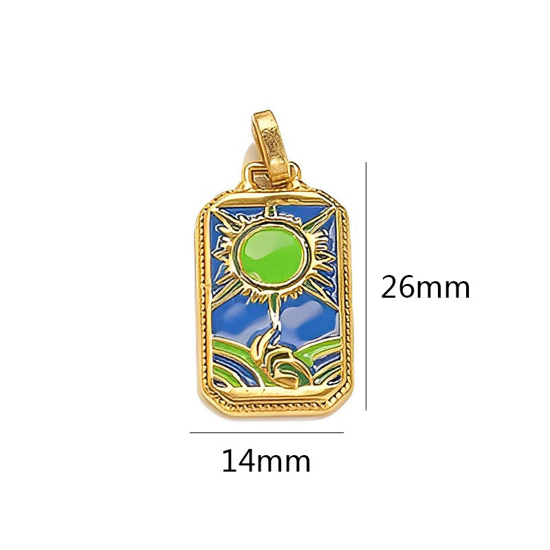 18K Gold-Tone Enamel Tarot Card Charms