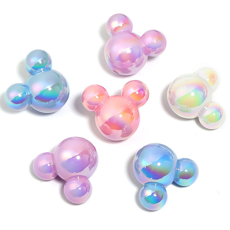 UV Electroplated Mouse Head Beads – Solid Color Acrylic Mouse-Shaped Vertical-Hole Beads for DIY Phone Charms, Bracelets & Jewelry Making