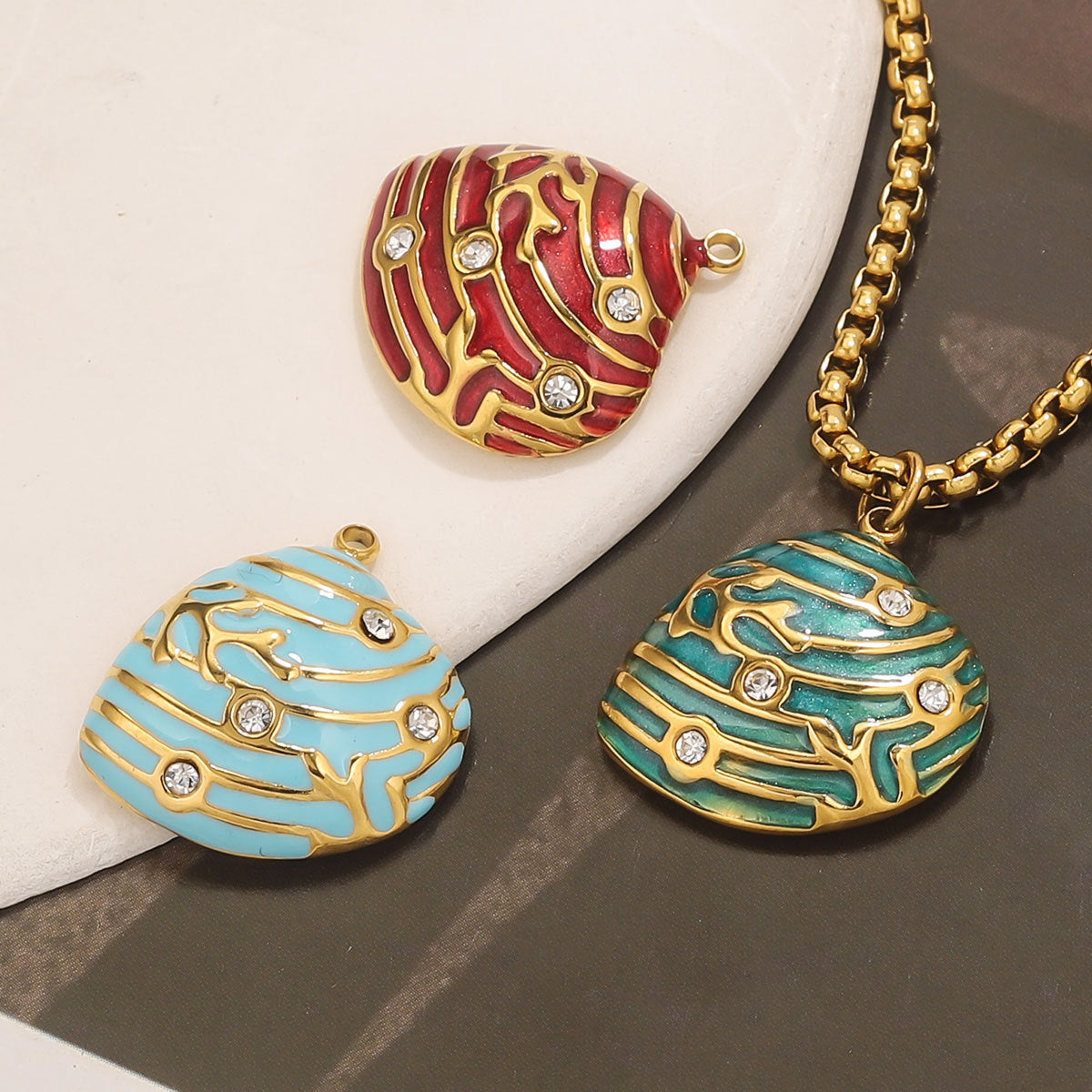Gold Stainless Steel Shell Pendant Charms