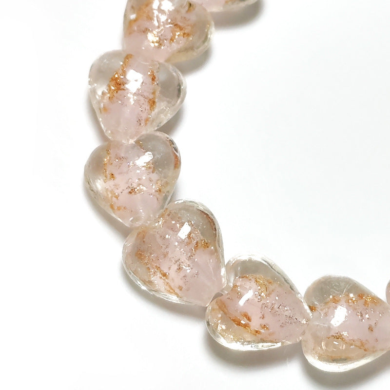Gold Sand Heart Glazed Beads
