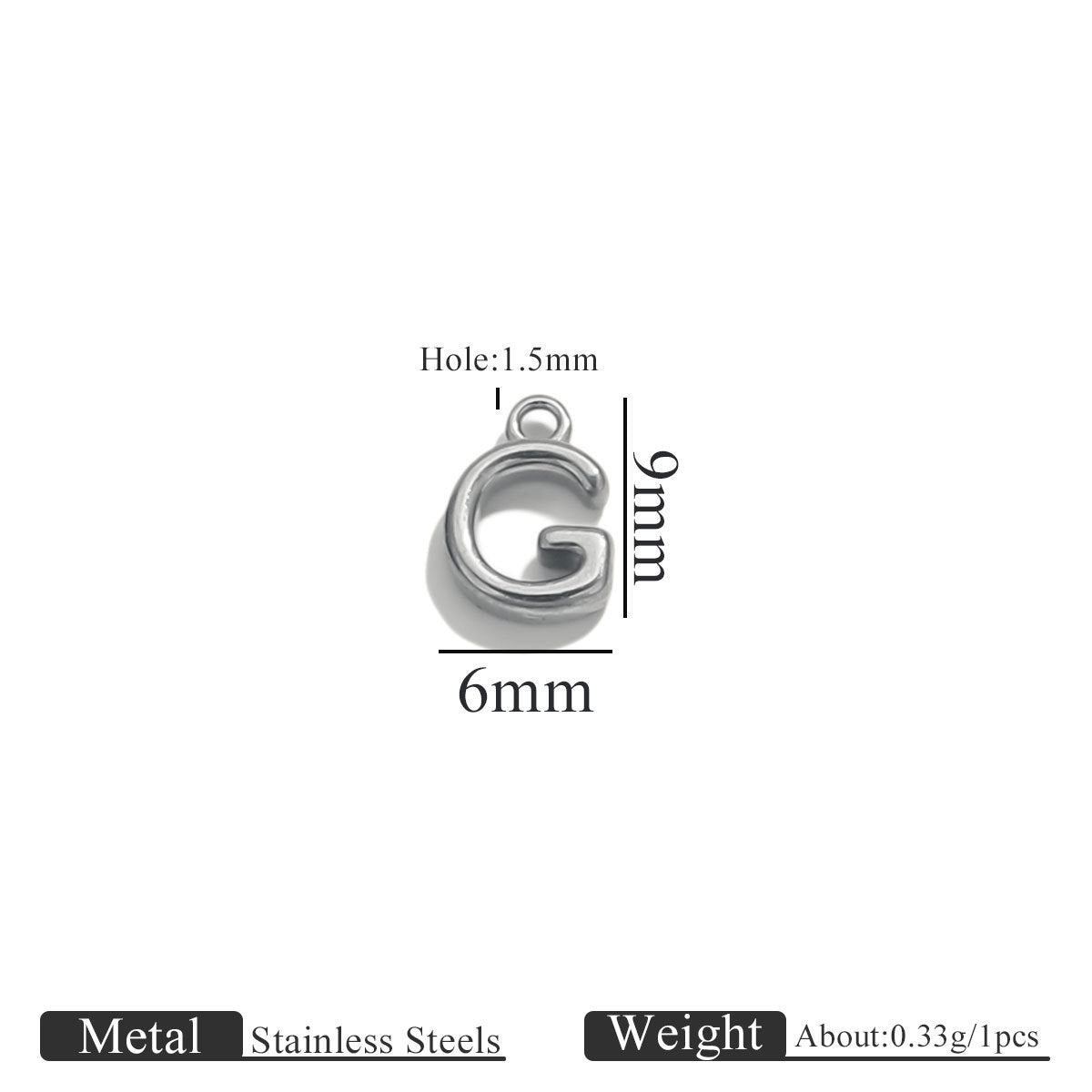 Mini A–Z Stainless Steel Round Letter Charms 10pcs