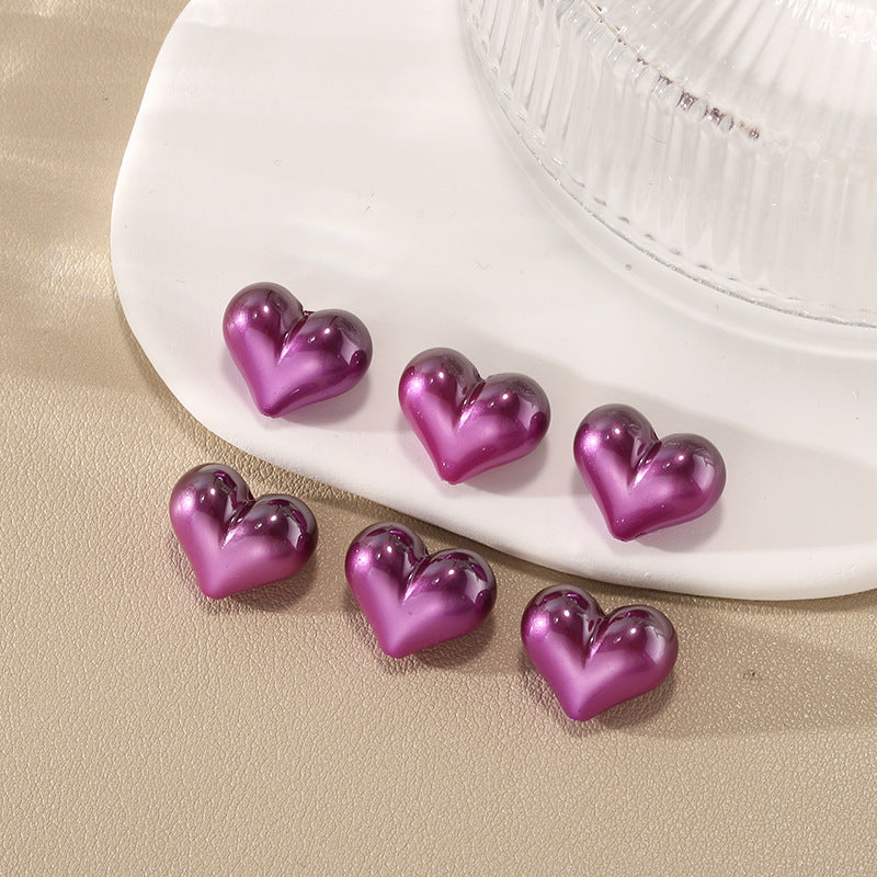 Two-Tone Pearl Heart Beads – Premium-Style Resin Electroplated Heart Beads for DIY Phone Charms, Bracelets, Keychains & Jewelry Making
